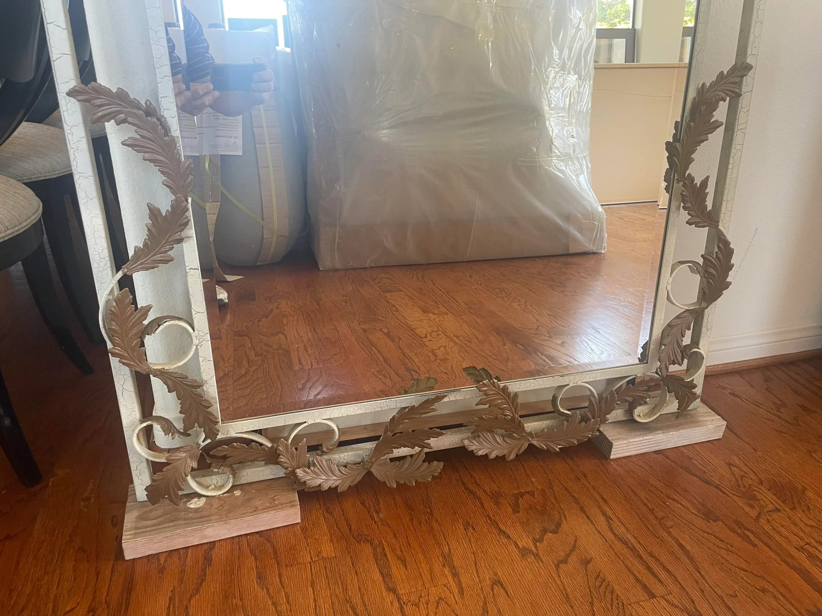 2000s Extra Large Full Length, Old World Style Iron Mirror With Vine Motif - 6