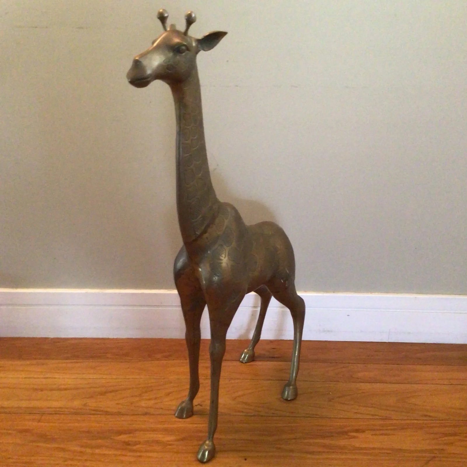 70's Brass Giraffe Large 32.5" - 3