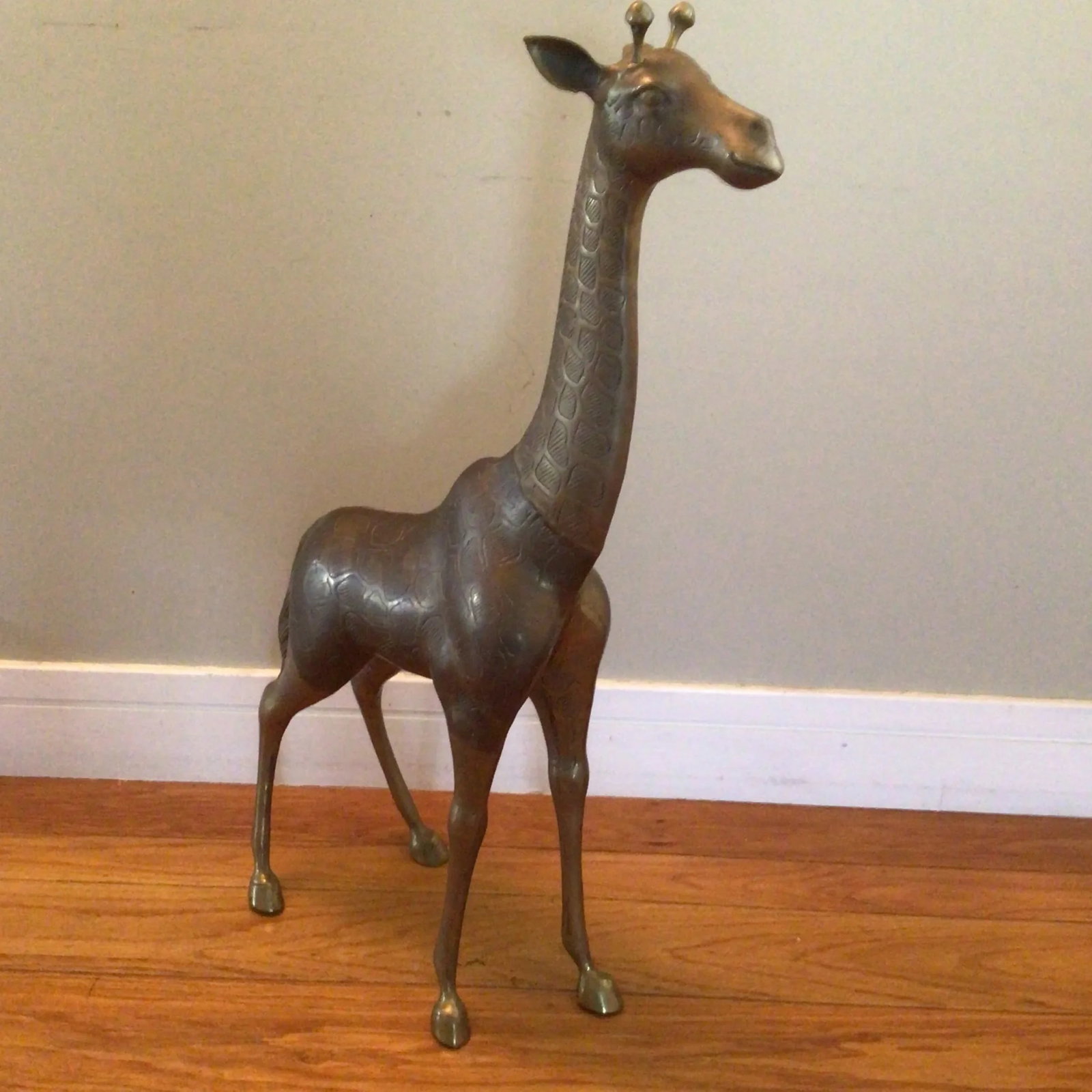 70's Brass Giraffe Large 32.5" - 4