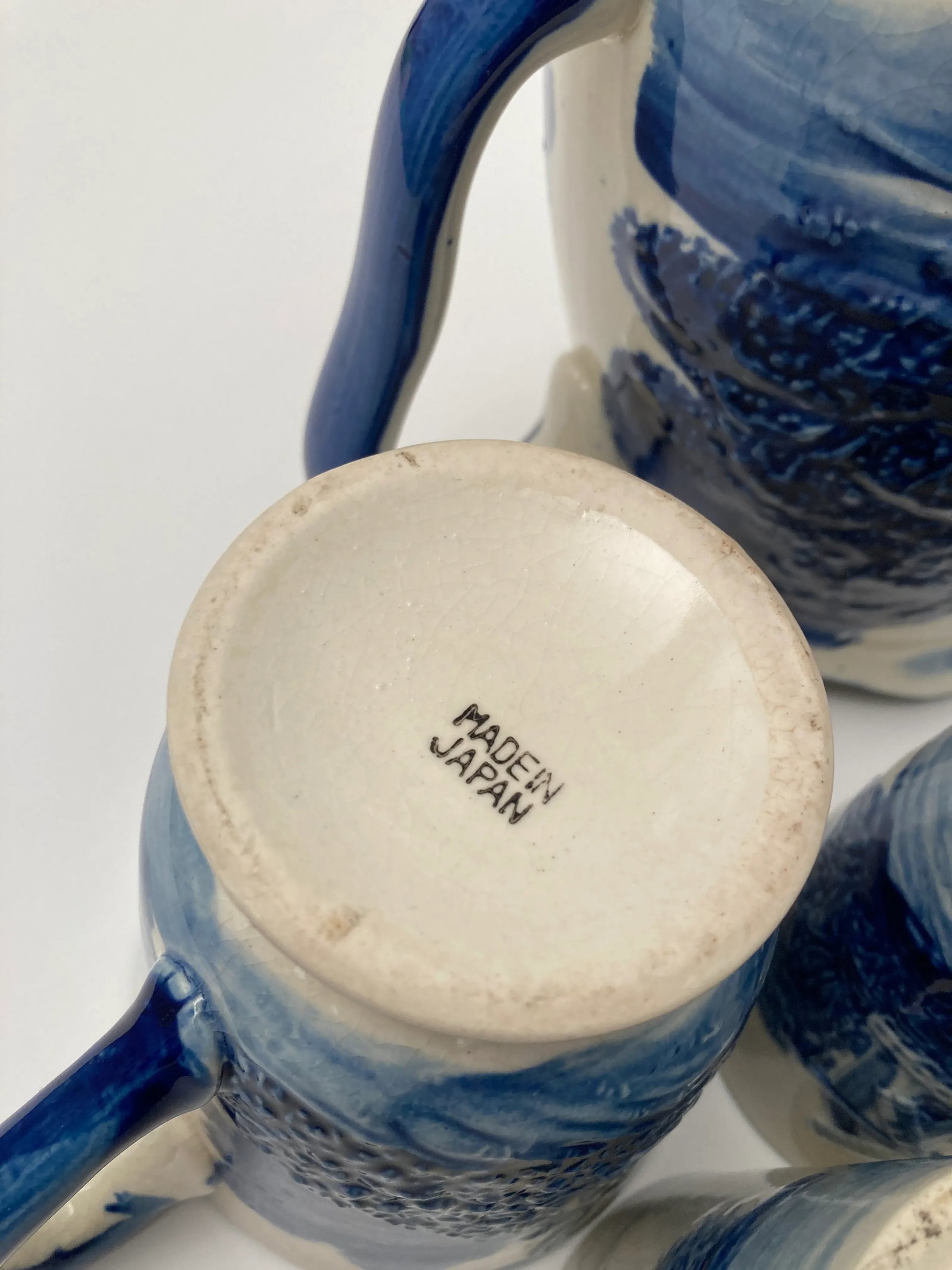 Vintage Blue White Ceramic Delft Milk/Water Pitcher, 5 Juice Cups, Juicer and Juice Pitcher Cobalt B - 11