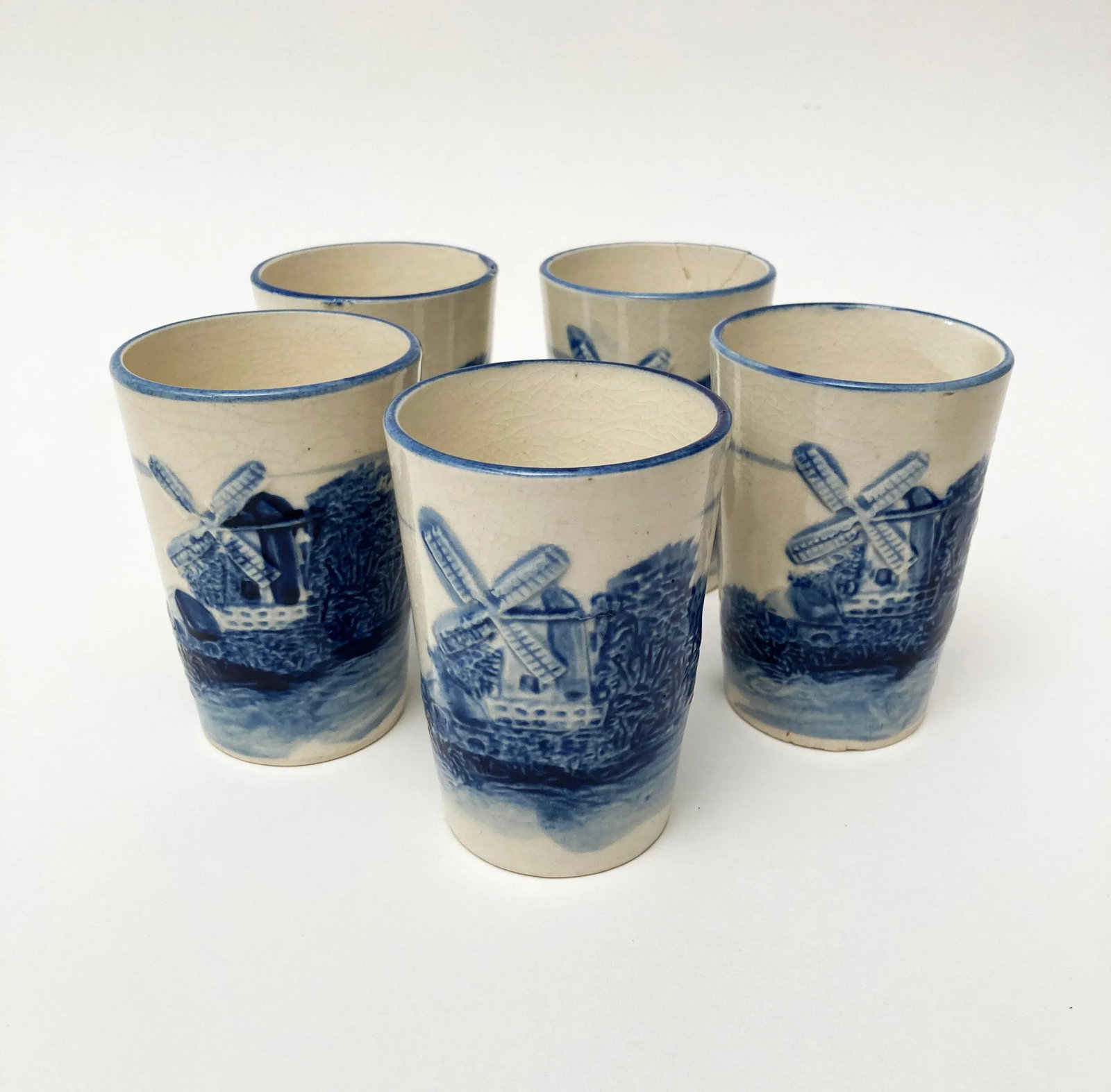 Vintage Blue White Ceramic Delft Milk/Water Pitcher, 5 Juice Cups, Juicer and Juice Pitcher Cobalt B - 6
