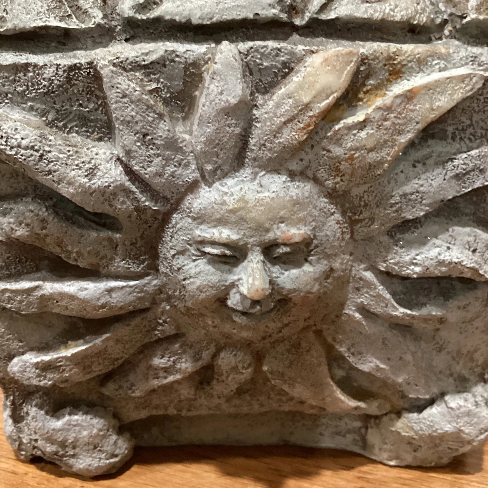 Antique Neoclassical Stone Garden Planter With Sun Face on All Four Sides - 7