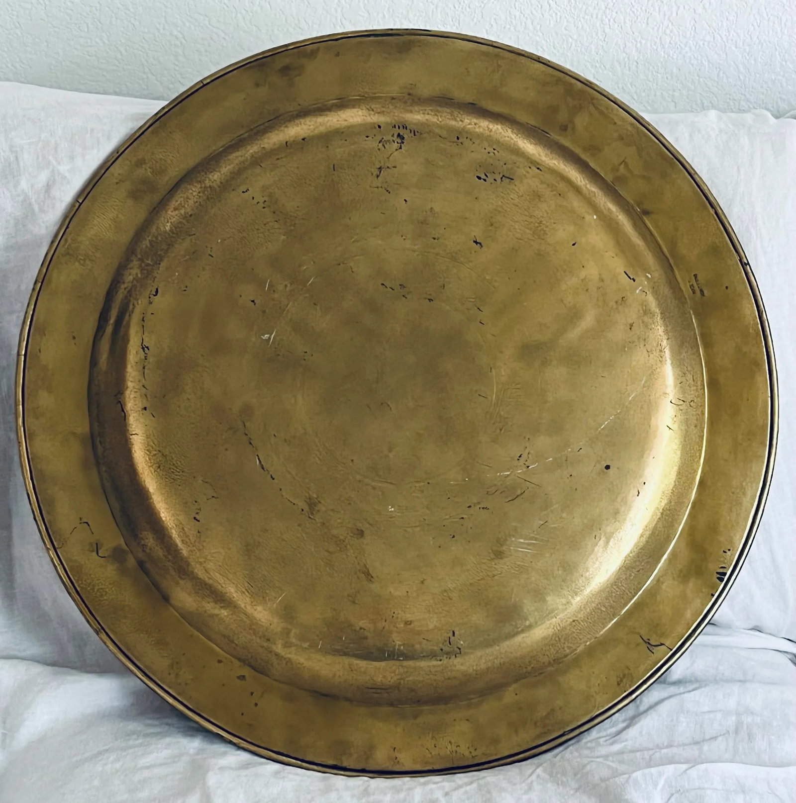 Vintage Large Brass Double Happiness Tray - 4