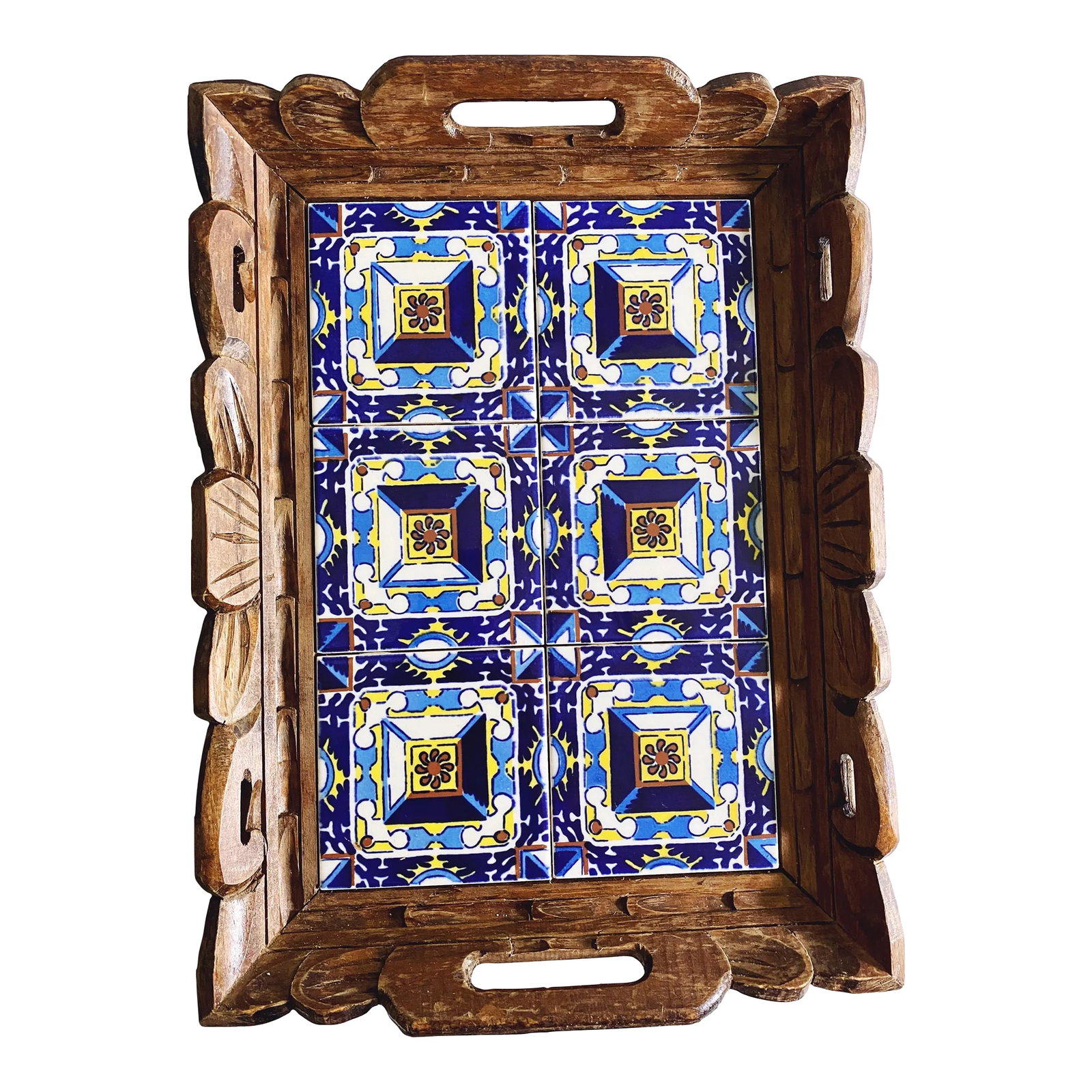 Vintage Mexican Wood and Tile Tray (1 of 8)