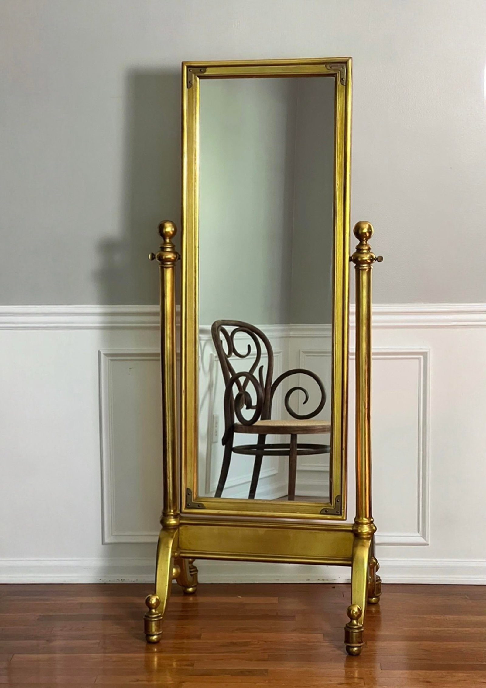 1970s Hollywood Regency Giltwood Cheval Floor Mirror - 2