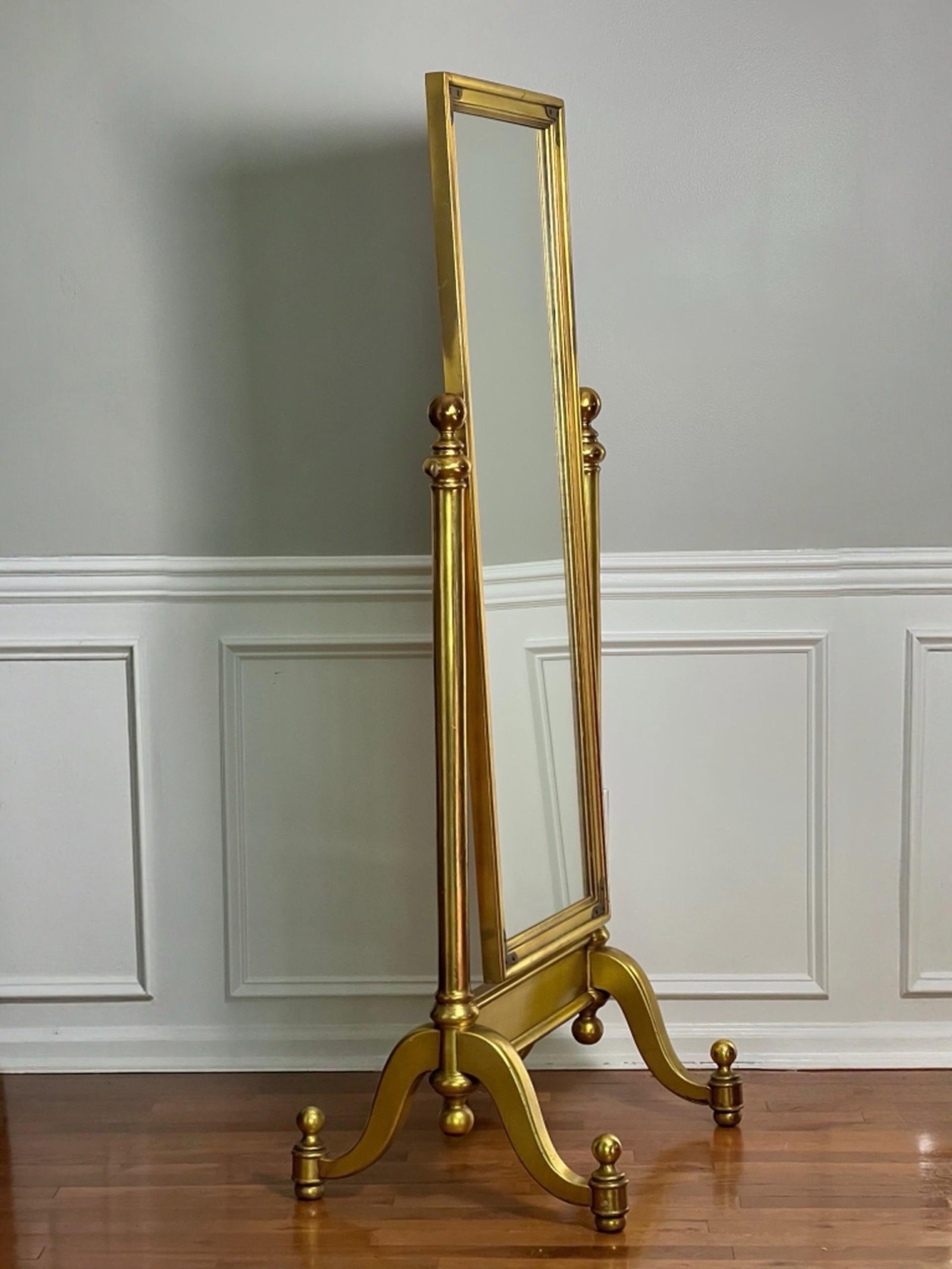1970s Hollywood Regency Giltwood Cheval Floor Mirror - 3