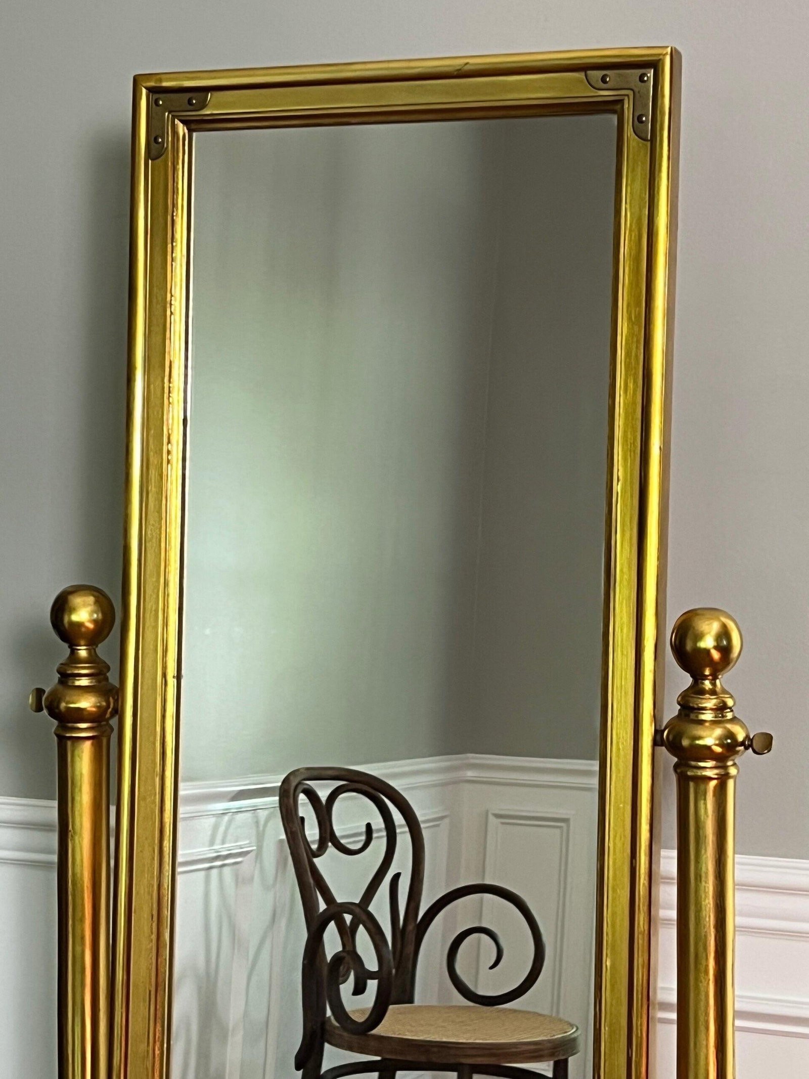 1970s Hollywood Regency Giltwood Cheval Floor Mirror - 5