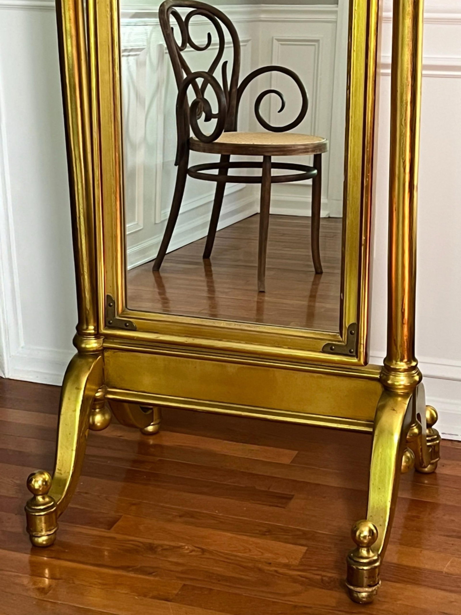 1970s Hollywood Regency Giltwood Cheval Floor Mirror - 6