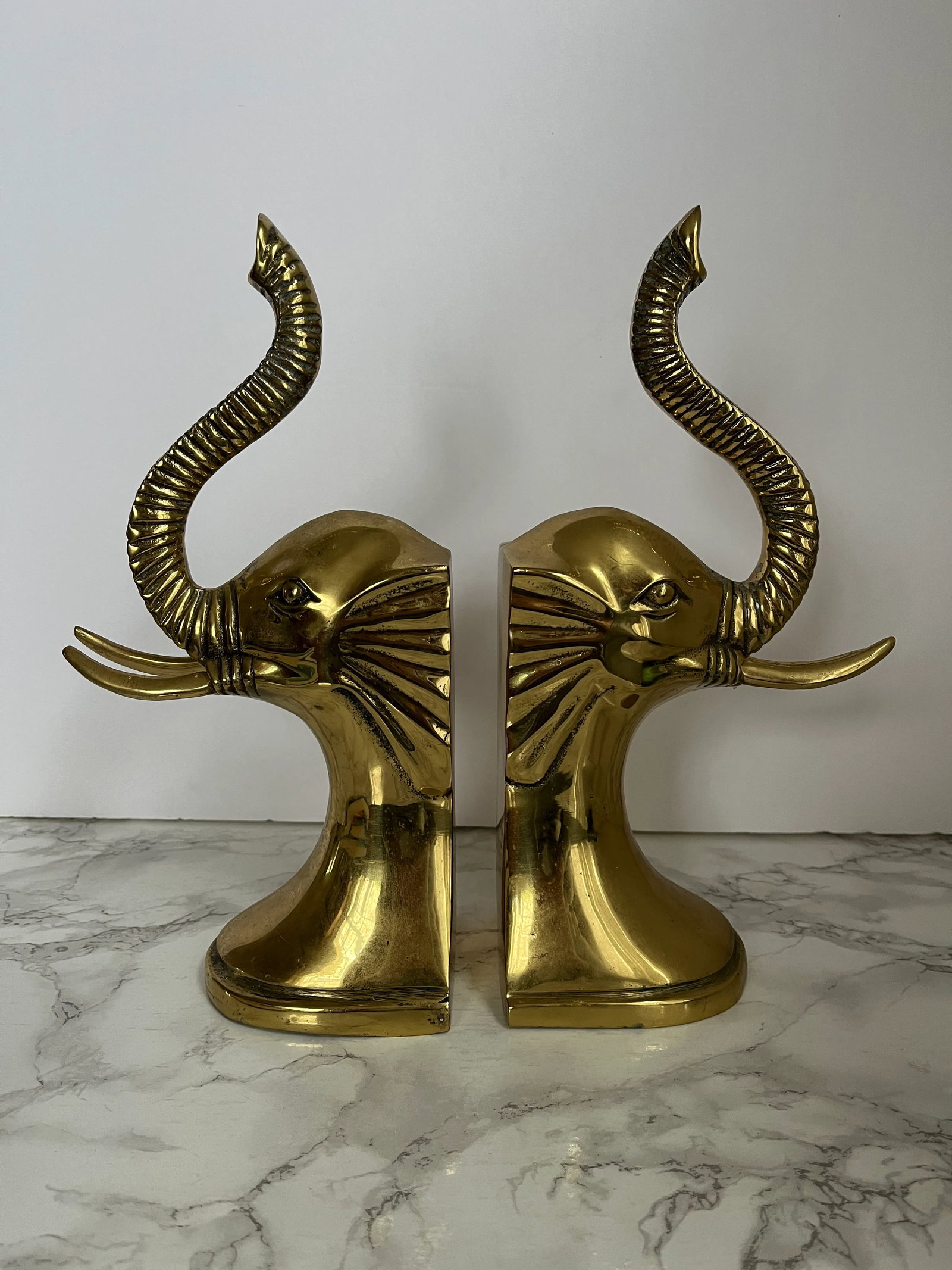 Vintage Brass Elephant Bookends - a Pair - 3