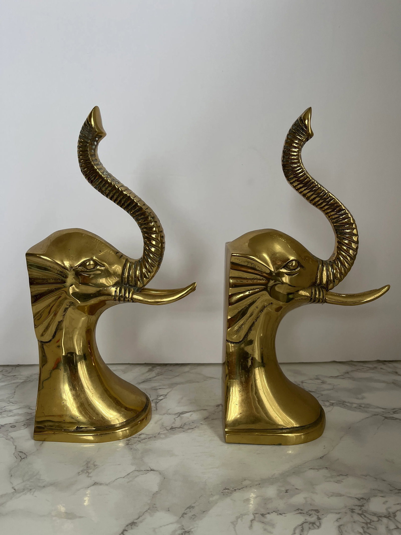 Vintage Brass Elephant Bookends - a Pair - 7