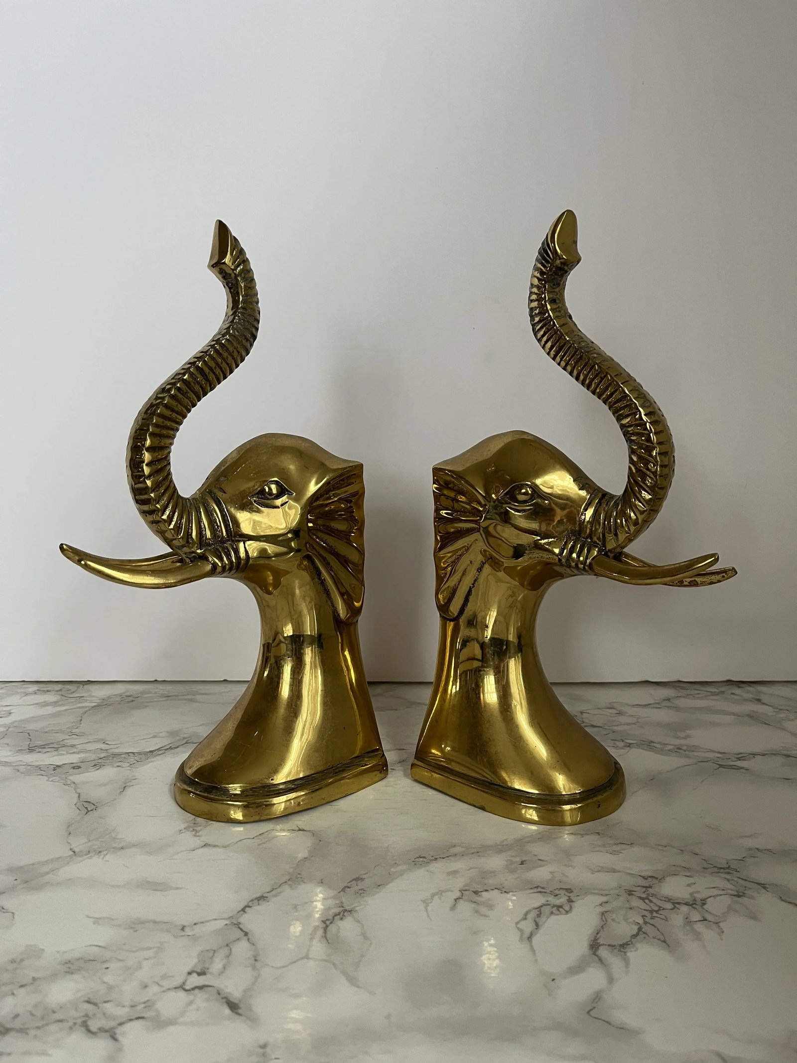 Vintage Brass Elephant Bookends - a Pair - 8