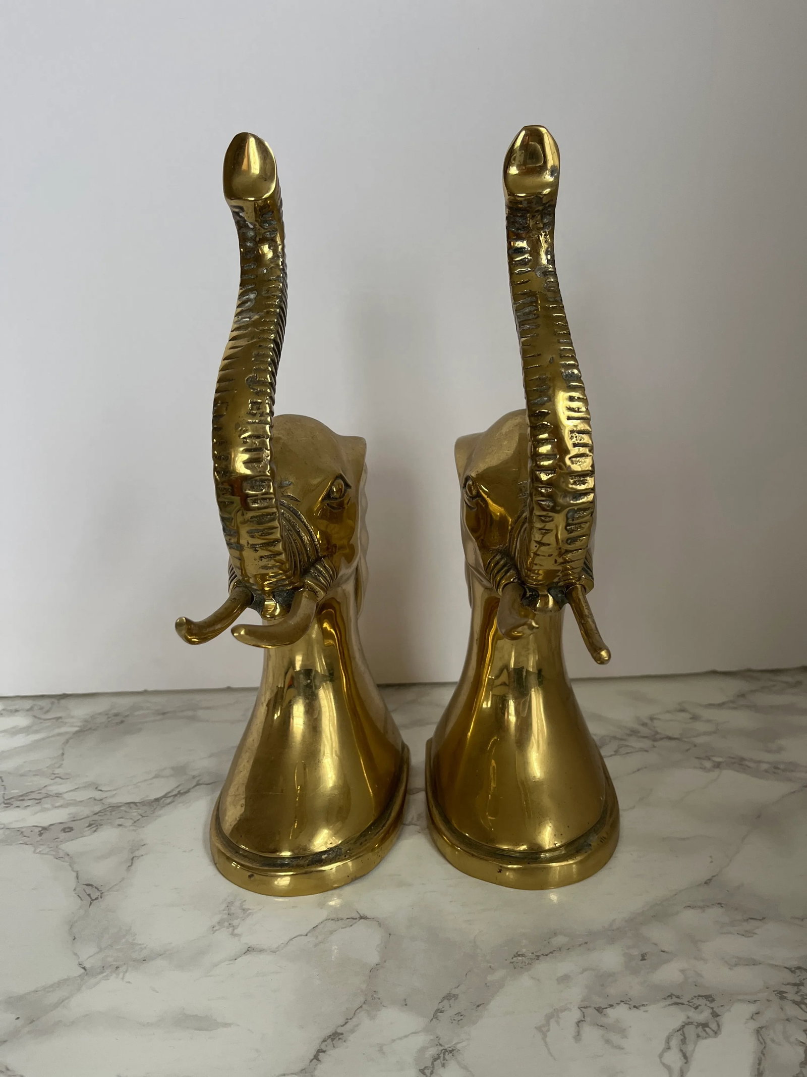 Vintage Brass Elephant Bookends - a Pair - 9