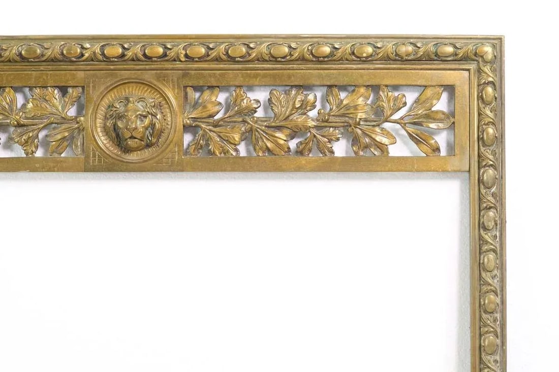 Antique Regency Bronze Fireplace Insert With Lion Head Motif - 2