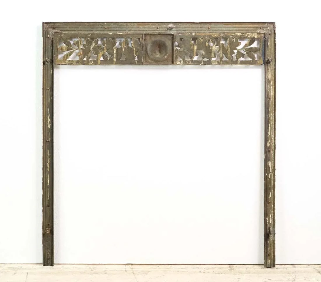 Antique Regency Bronze Fireplace Insert With Lion Head Motif - 6