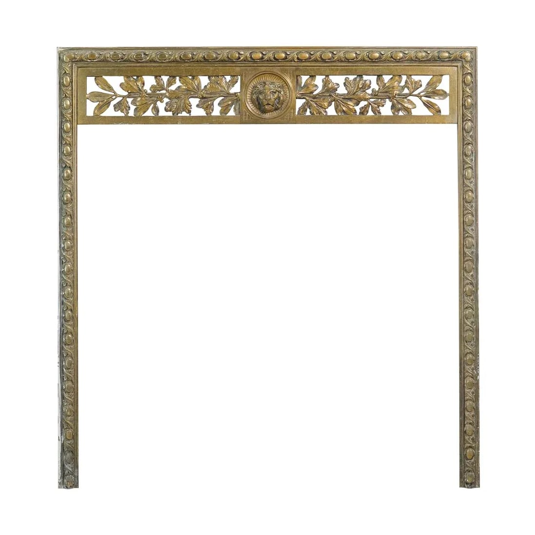 Antique Regency Bronze Fireplace Insert With Lion Head Motif - 9