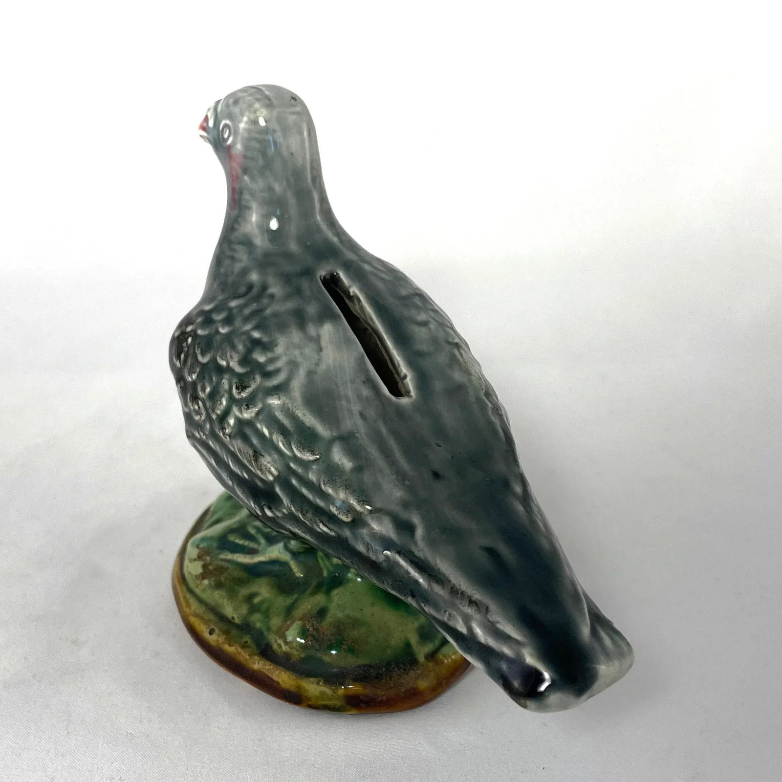 French Antique Majolica Pigeon Money Bank by Onnaing - 3