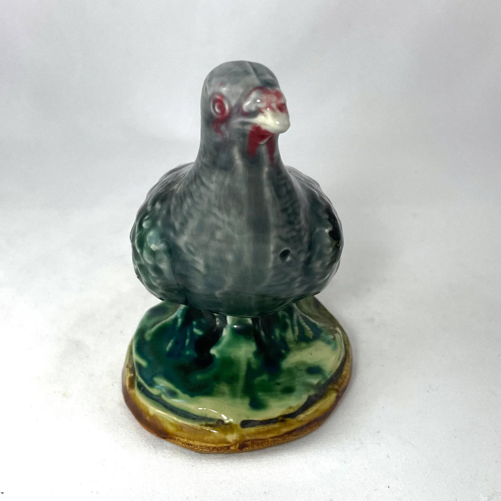 French Antique Majolica Pigeon Money Bank by Onnaing - 4