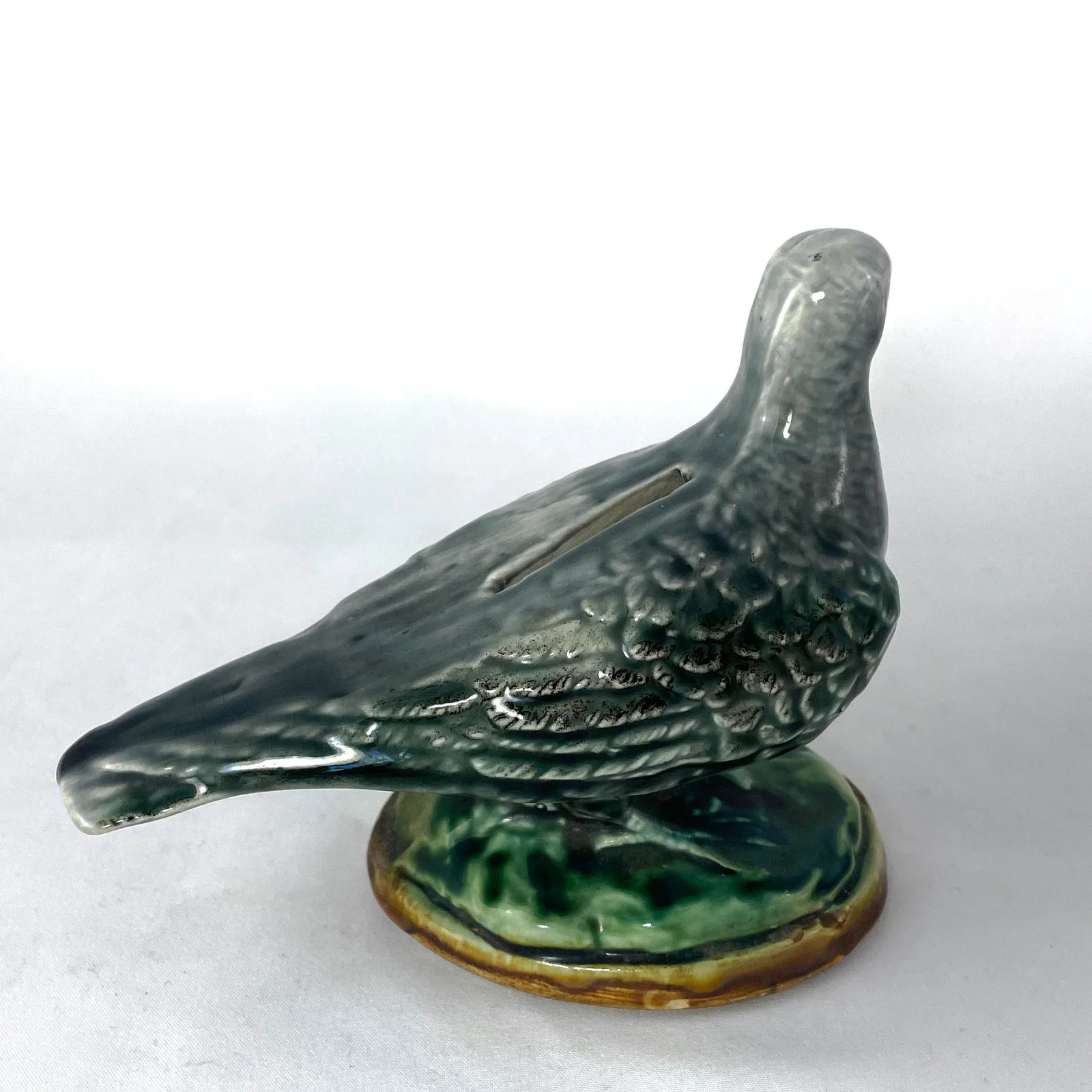 French Antique Majolica Pigeon Money Bank by Onnaing - 5