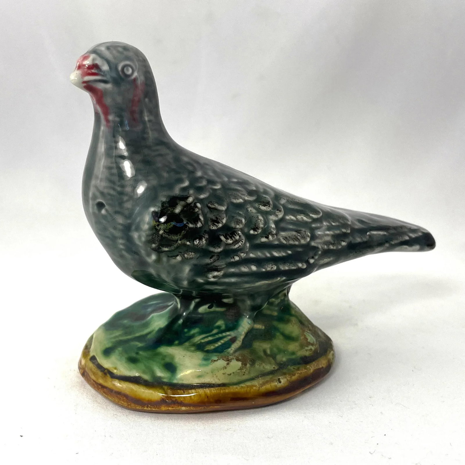 French Antique Majolica Pigeon Money Bank by Onnaing - 8