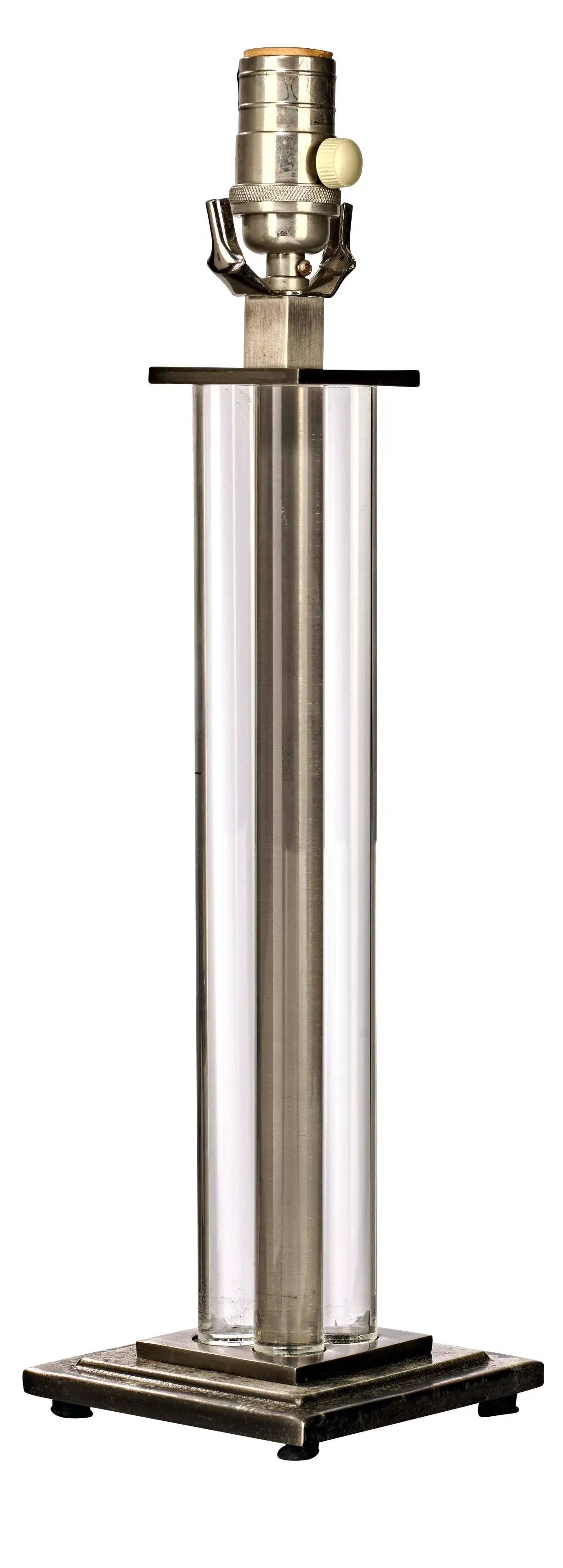 1990s Contemporary Robert Abbey Lucite and Pewter Table Lamp - 2