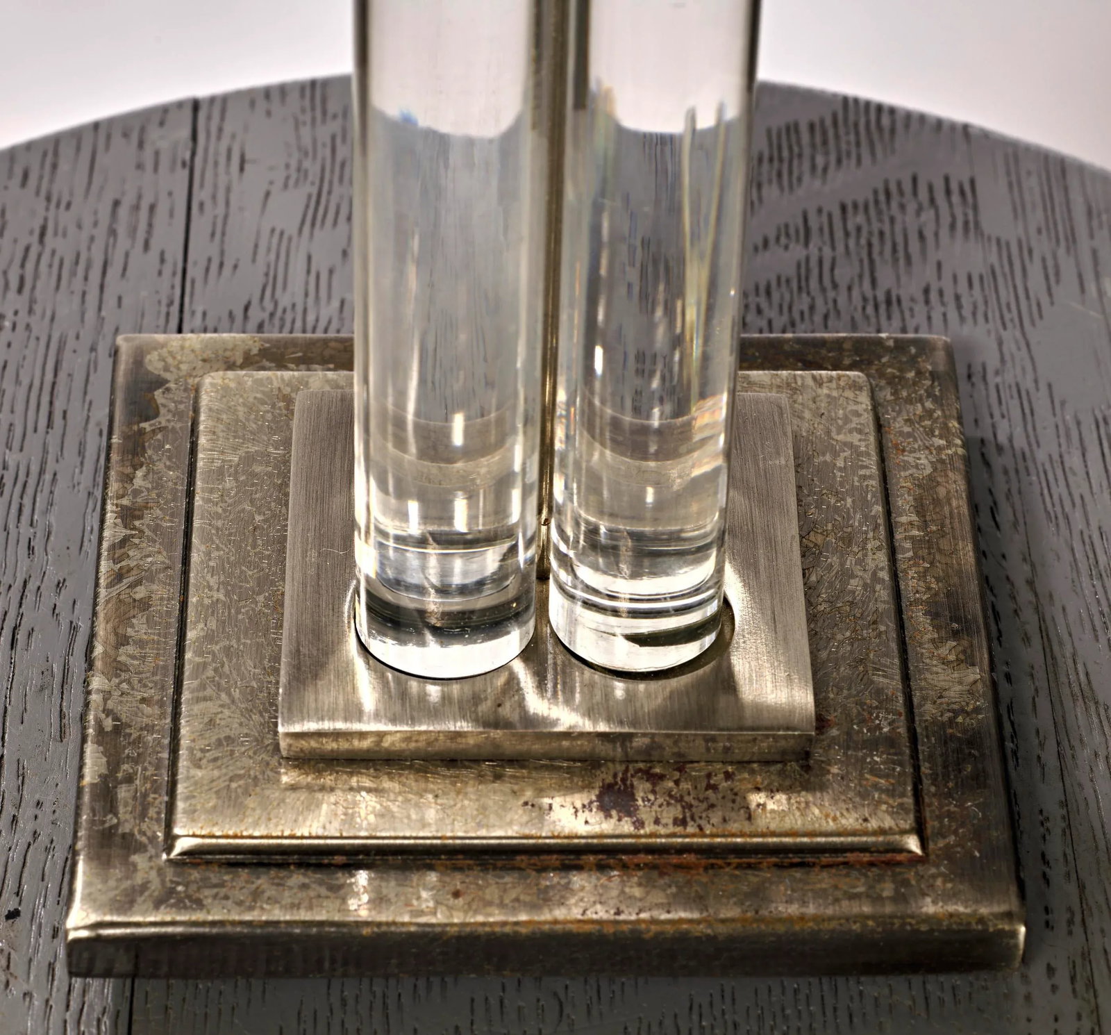 1990s Contemporary Robert Abbey Lucite and Pewter Table Lamp - 4