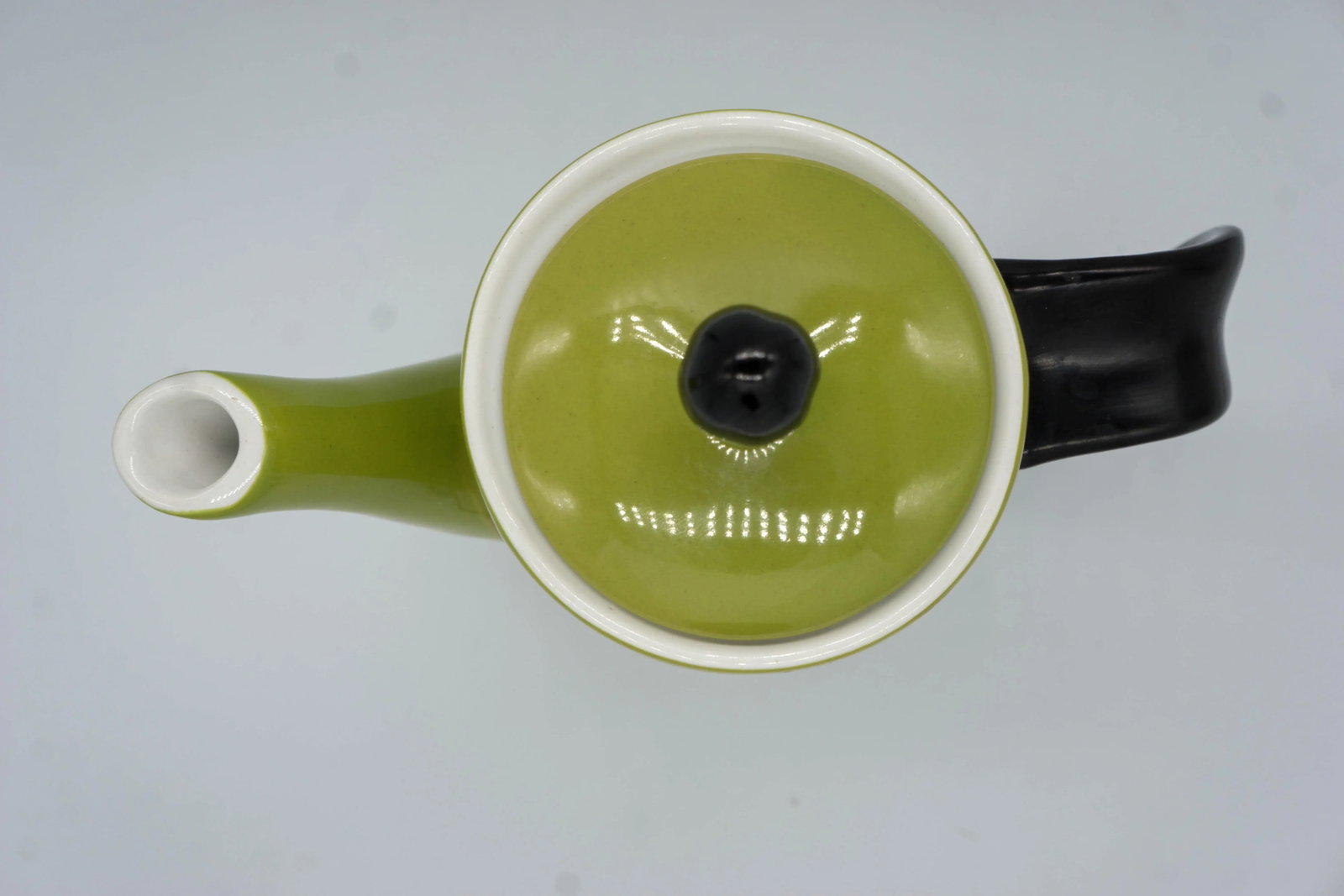 2000s California Pantry Avocado Green Ceramic Tea Pot - 3