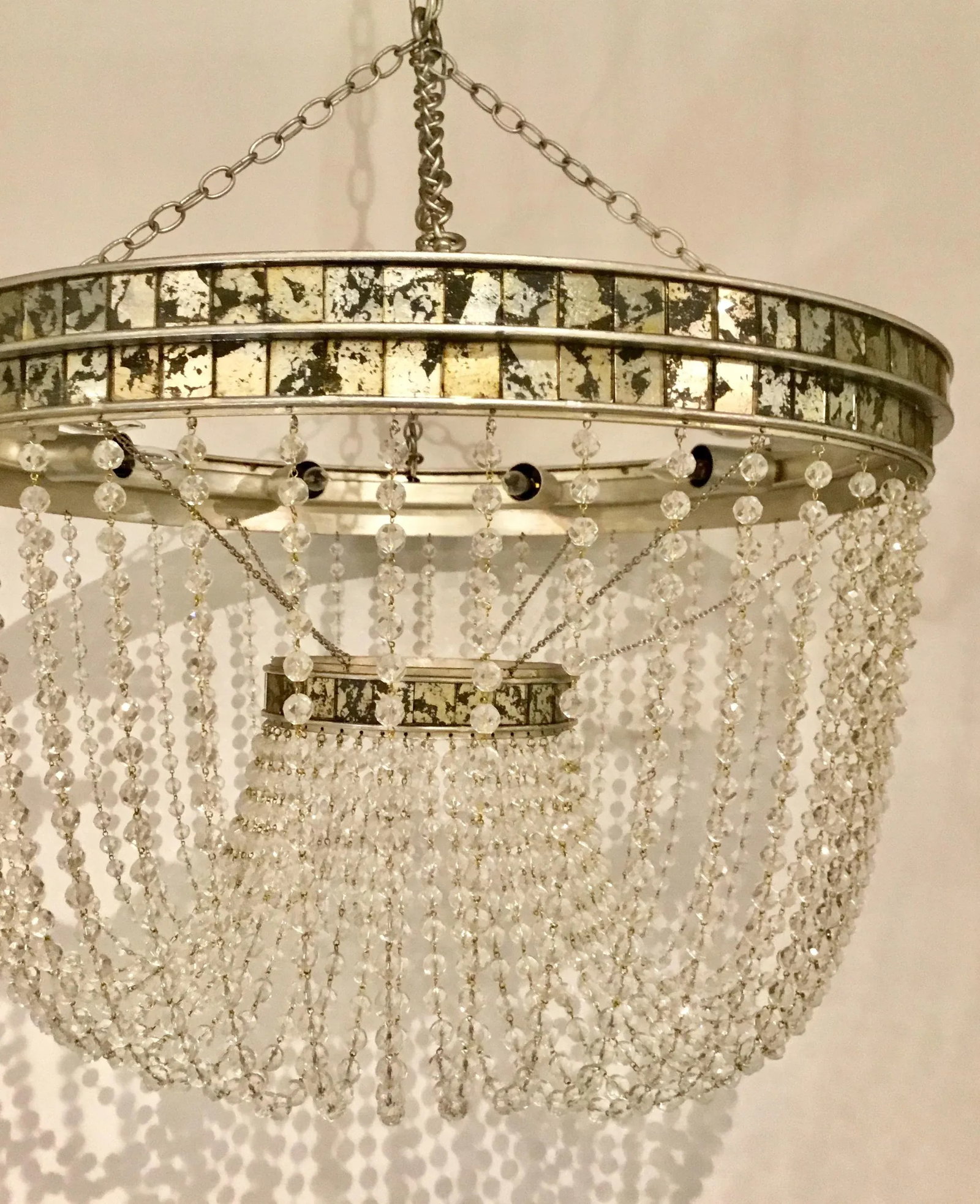 Currey & Co. Modern Crystal and Mirror Highbrow Chandelier - 2
