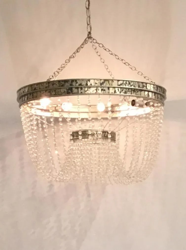Currey & Co. Modern Crystal and Mirror Highbrow Chandelier - 4