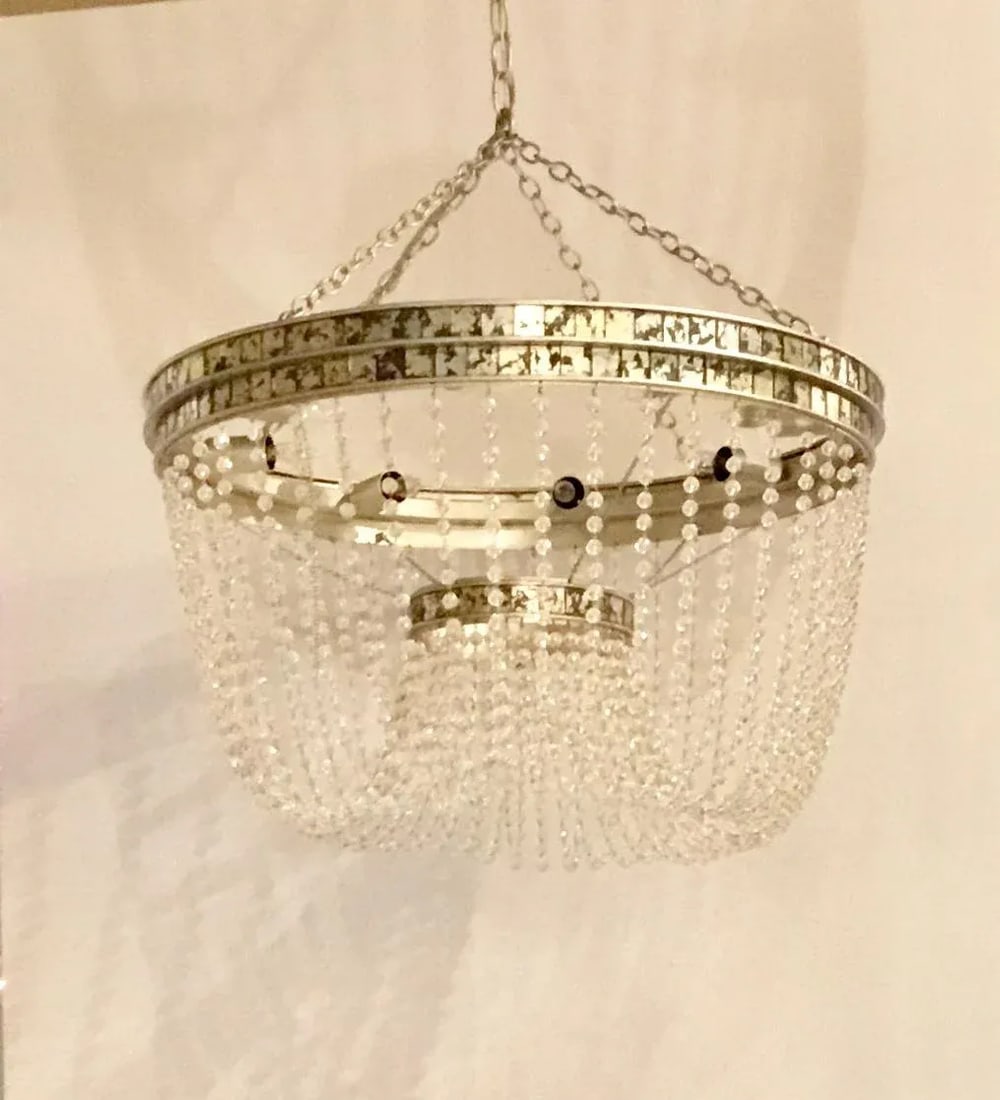 Currey & Co. Modern Crystal and Mirror Highbrow Chandelier - 5