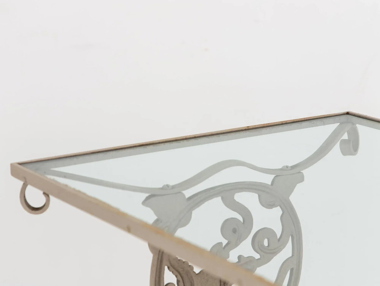 Vintage Gray Painted Iron Garden Table Console - 7