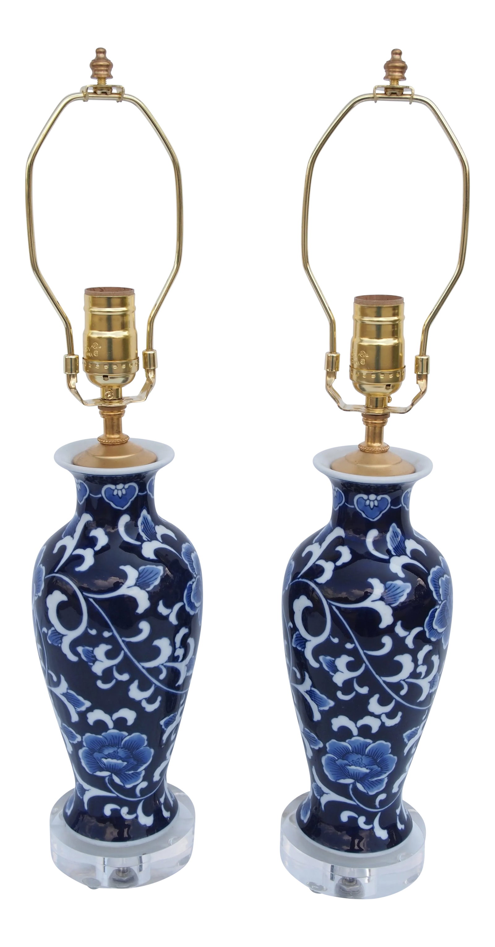 Pair of Chinese Blue and White Lamps (1 of 5)