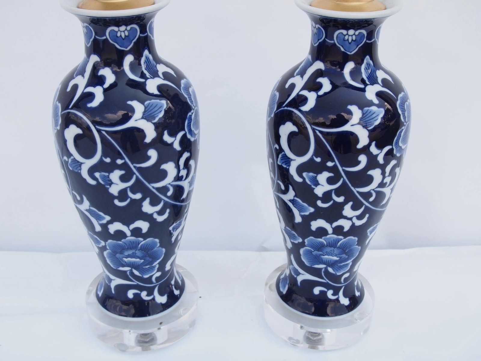 Pair of Chinese Blue and White Lamps - 2