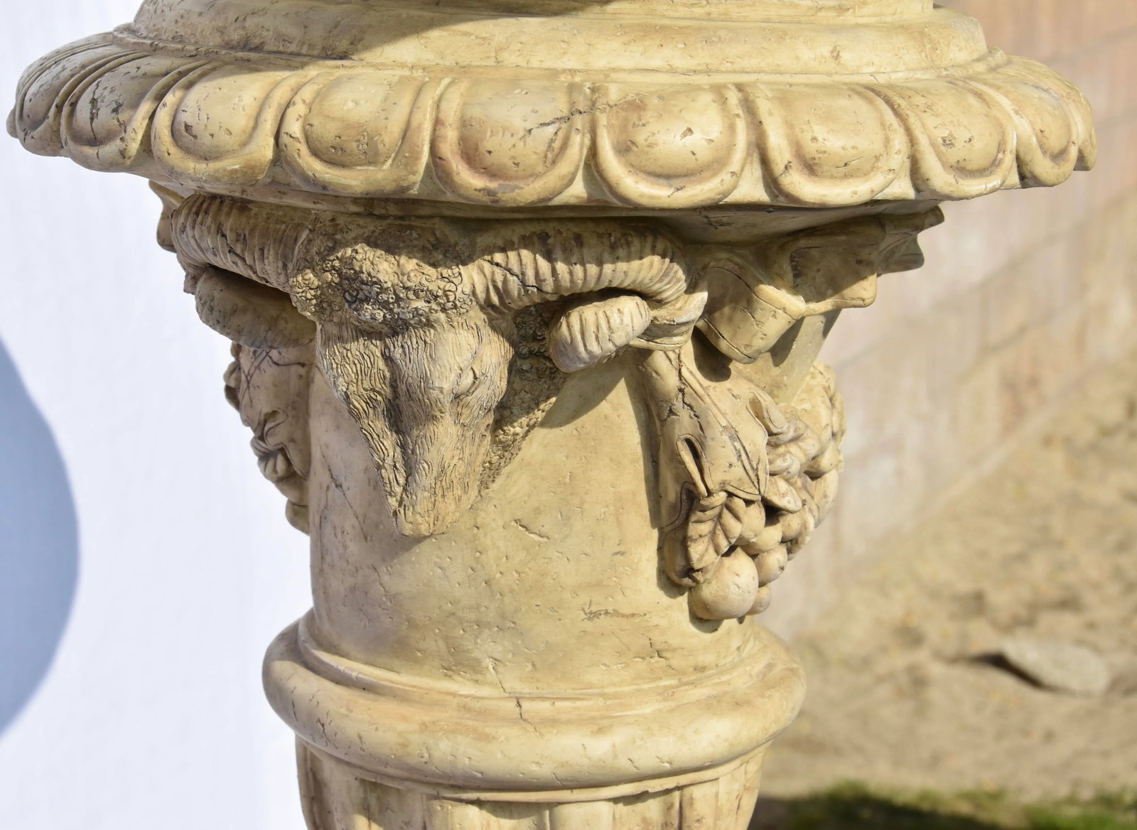 French Regency Showpiece Tall Faux Stone Urn on Pedestal Lamp - 10