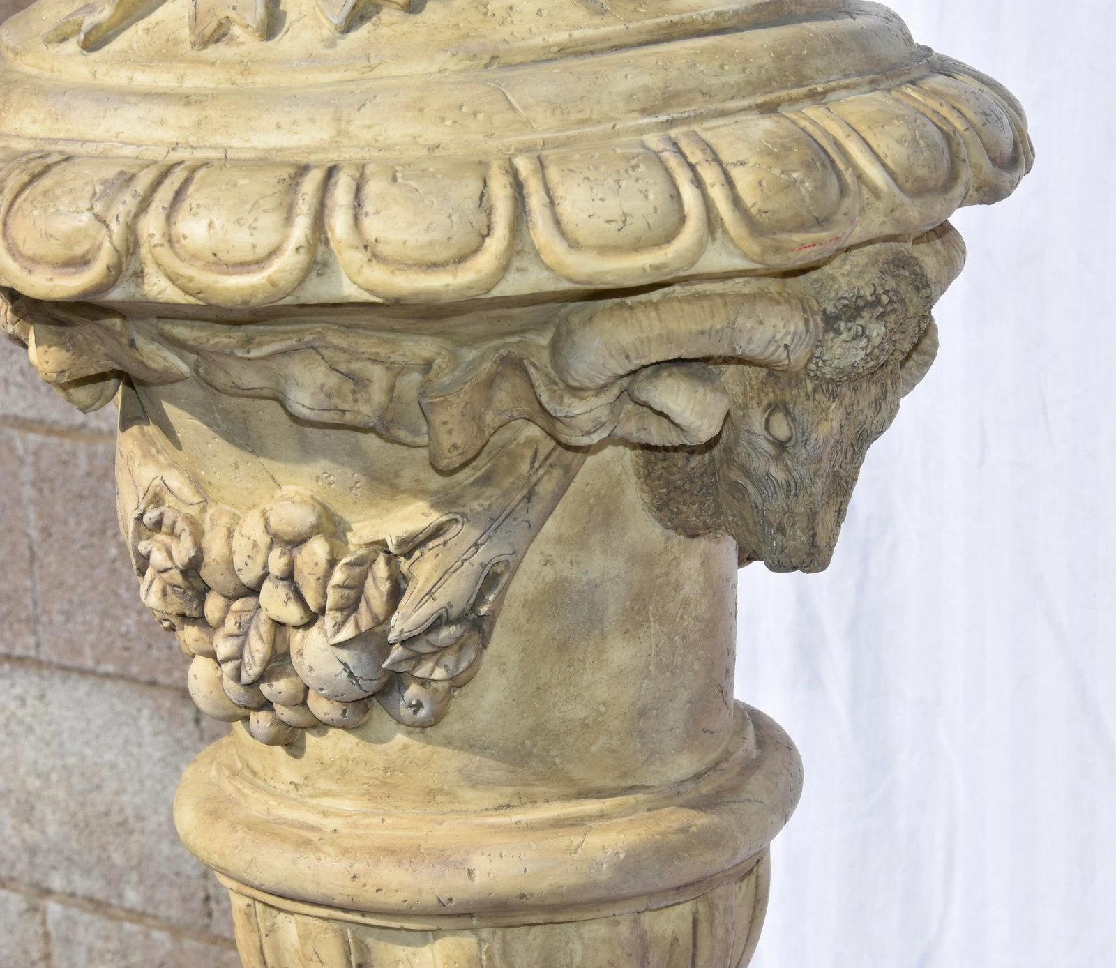 French Regency Showpiece Tall Faux Stone Urn on Pedestal Lamp - 3