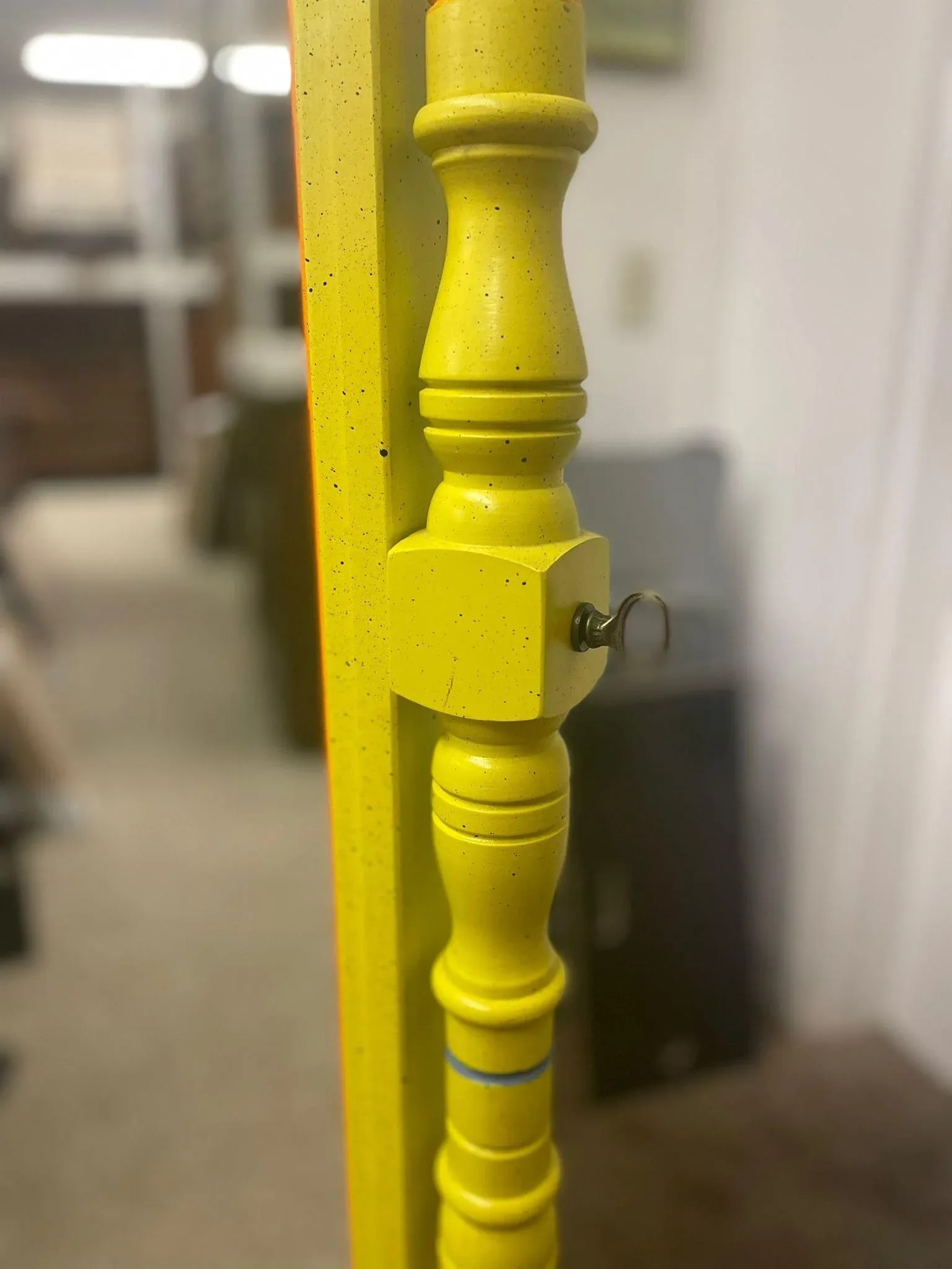 Vintage Retro Style Yellow Floor Mirror Carved Wood - 8