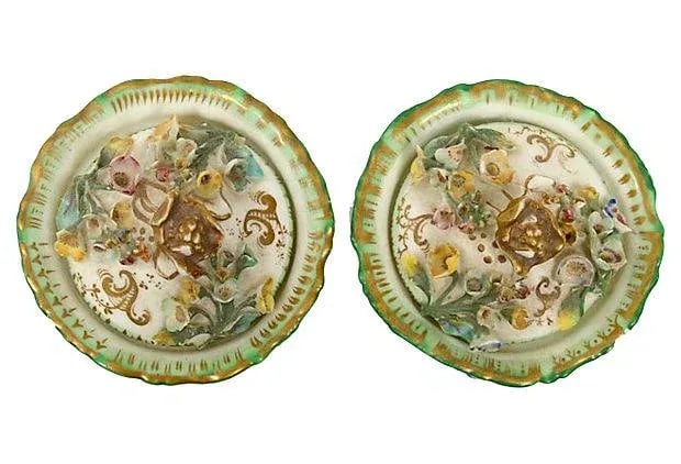 Antique French Porcelain Double Inkwells & Tray - Set of 3 - 3