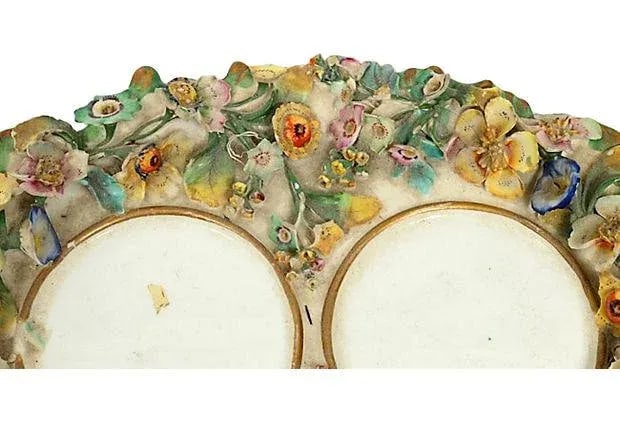 Antique French Porcelain Double Inkwells & Tray - Set of 3 - 6