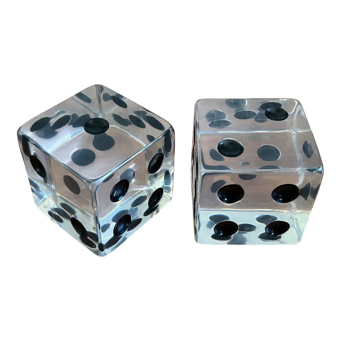 Mid 20th Century Oversized Lucite Dice Bookends Attributed to Charles Hollis Jones (1 of 3)