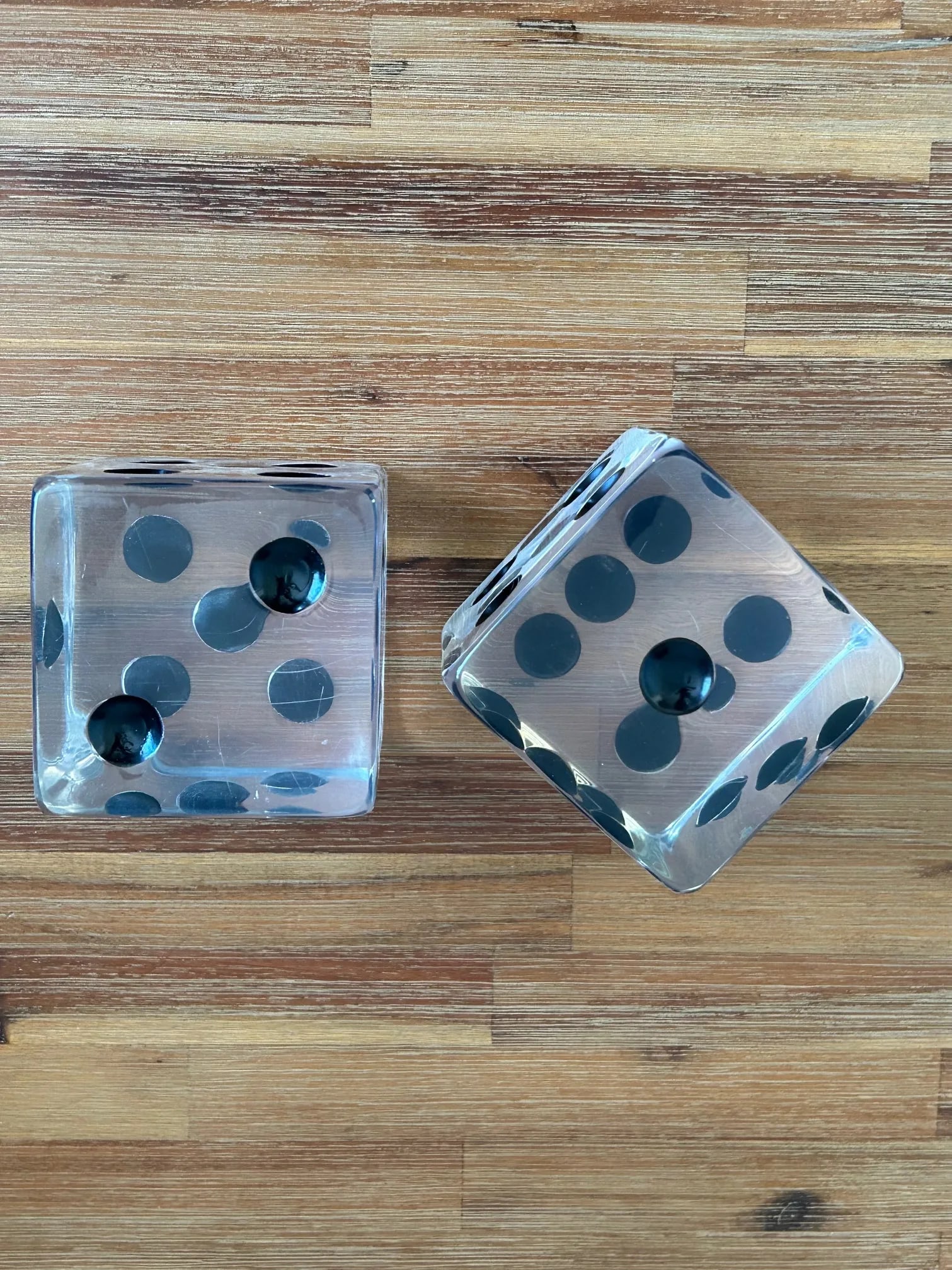 Mid 20th Century Oversized Lucite Dice Bookends Attributed to Charles Hollis Jones - 2