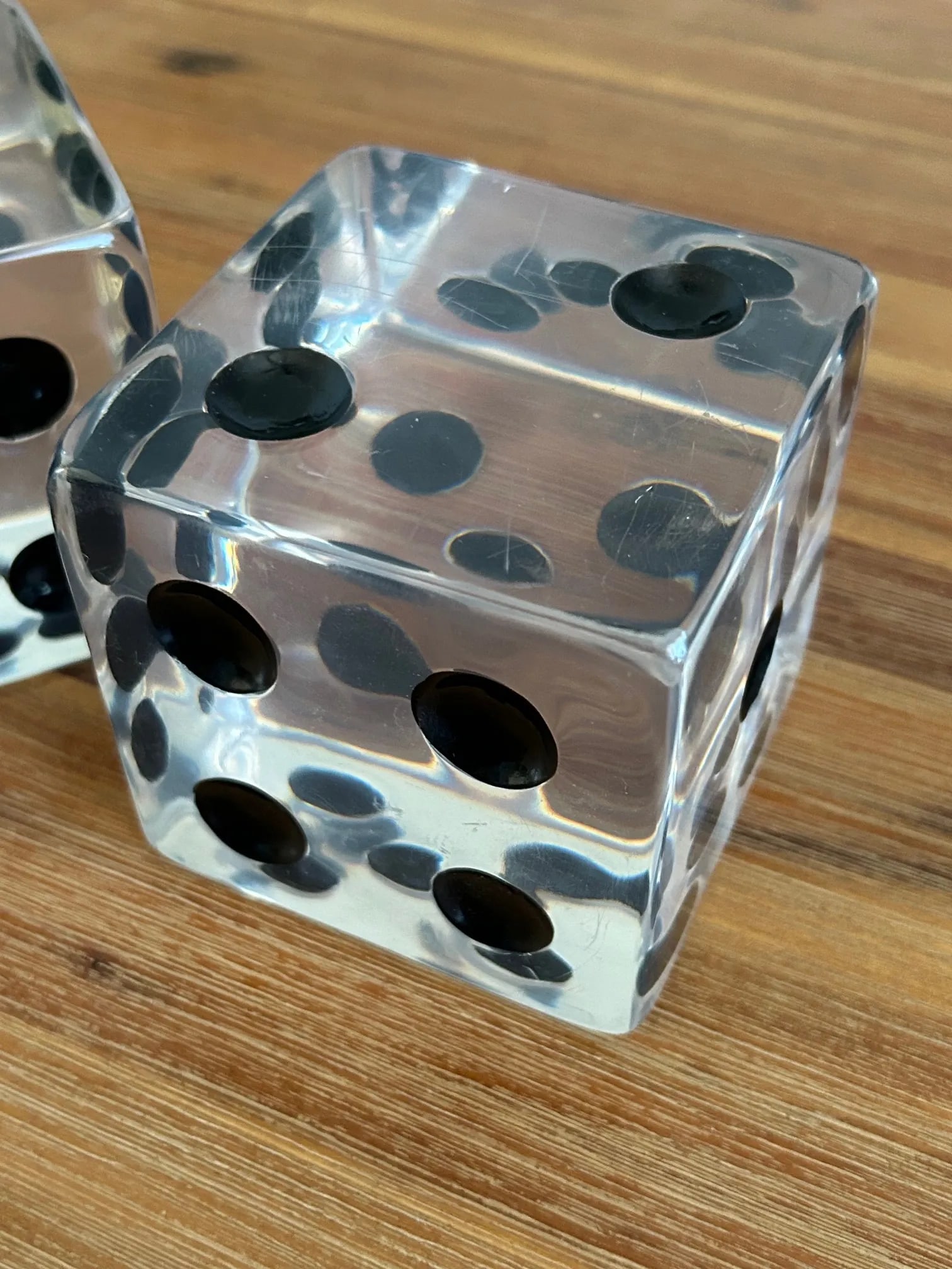 Mid 20th Century Oversized Lucite Dice Bookends Attributed to Charles Hollis Jones - 3