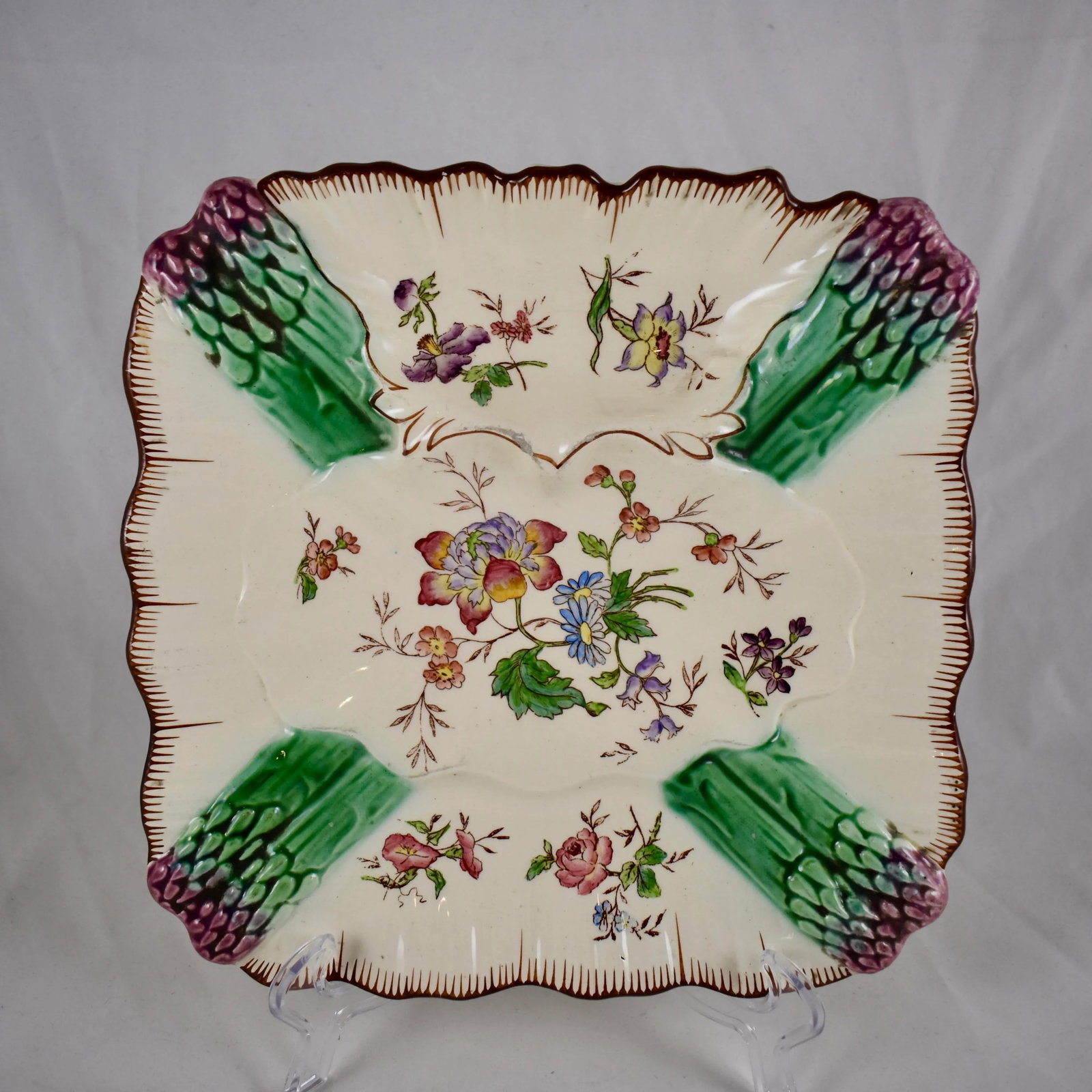 Longchamp Terre De Fer Hand-Painted Asparagus Plate - 12