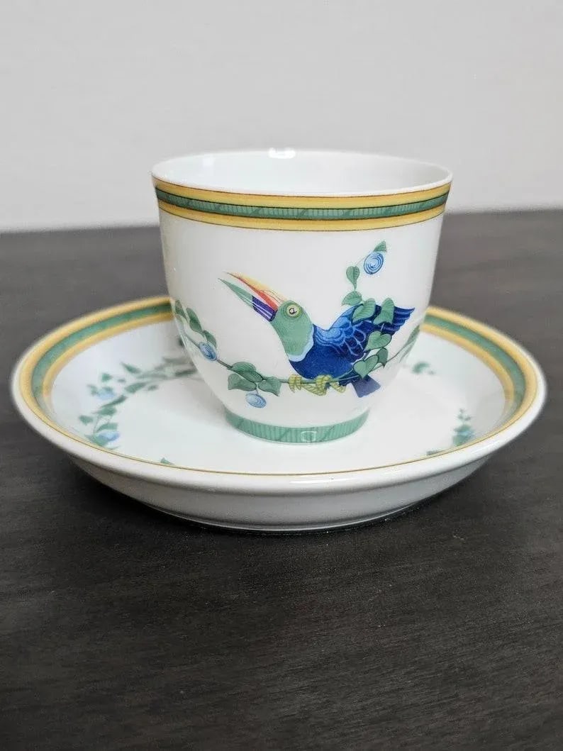 Hermes Paris Toucan Limoges Porcelain Cup & Dish - 2