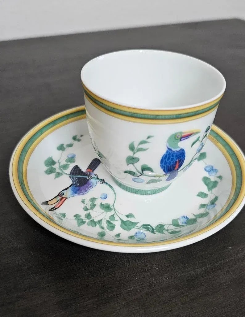 Hermes Paris Toucan Limoges Porcelain Cup & Dish - 3