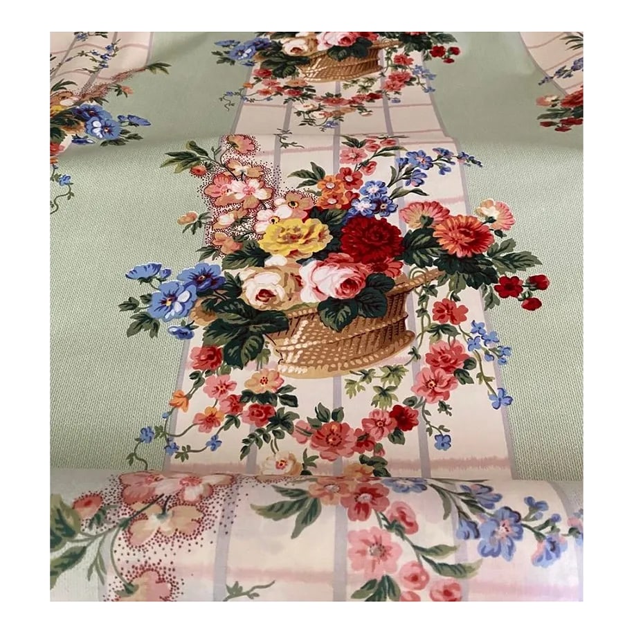Vintage Glazed Chintz Floral Print Fabric- 3 1/2 Yards