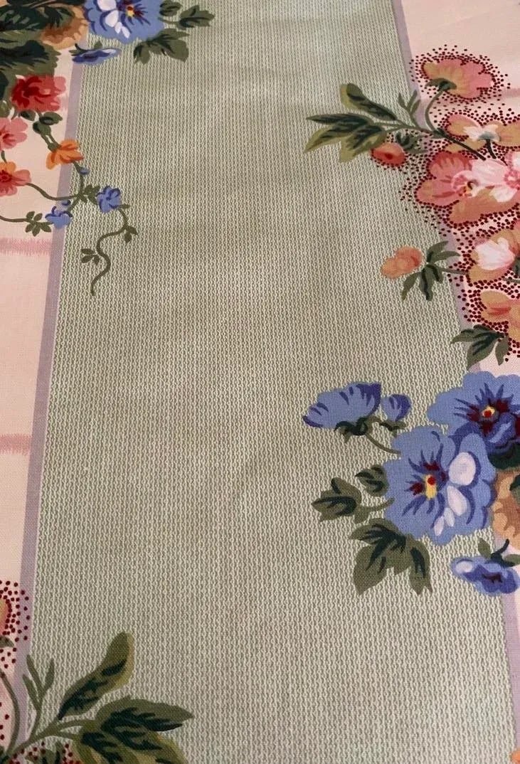 Vintage Glazed Chintz Floral Print Fabric- 3 1/2 Yards - 3