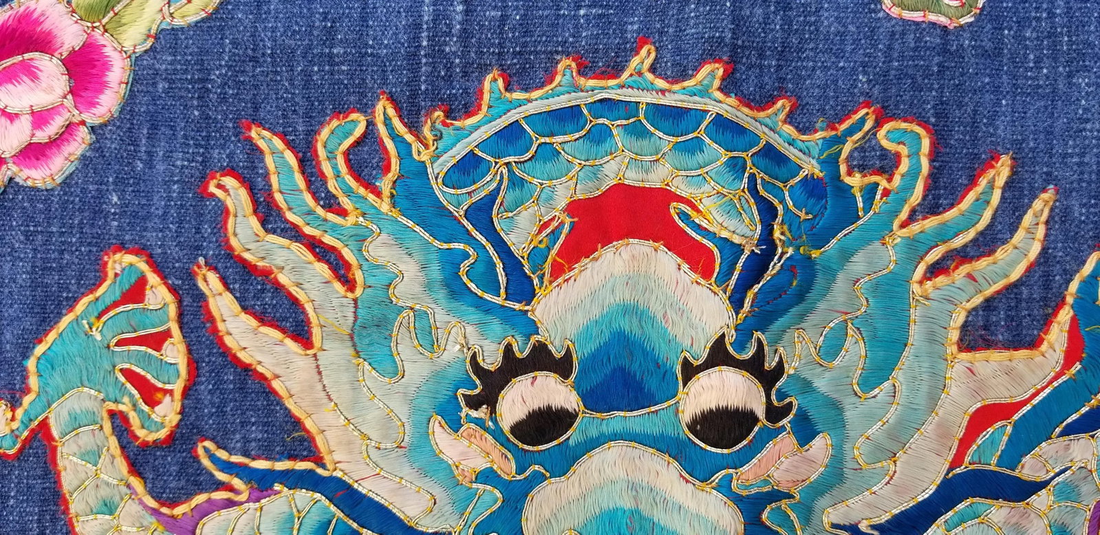 Foo Dragon Vintage Embroidery Panel - 3