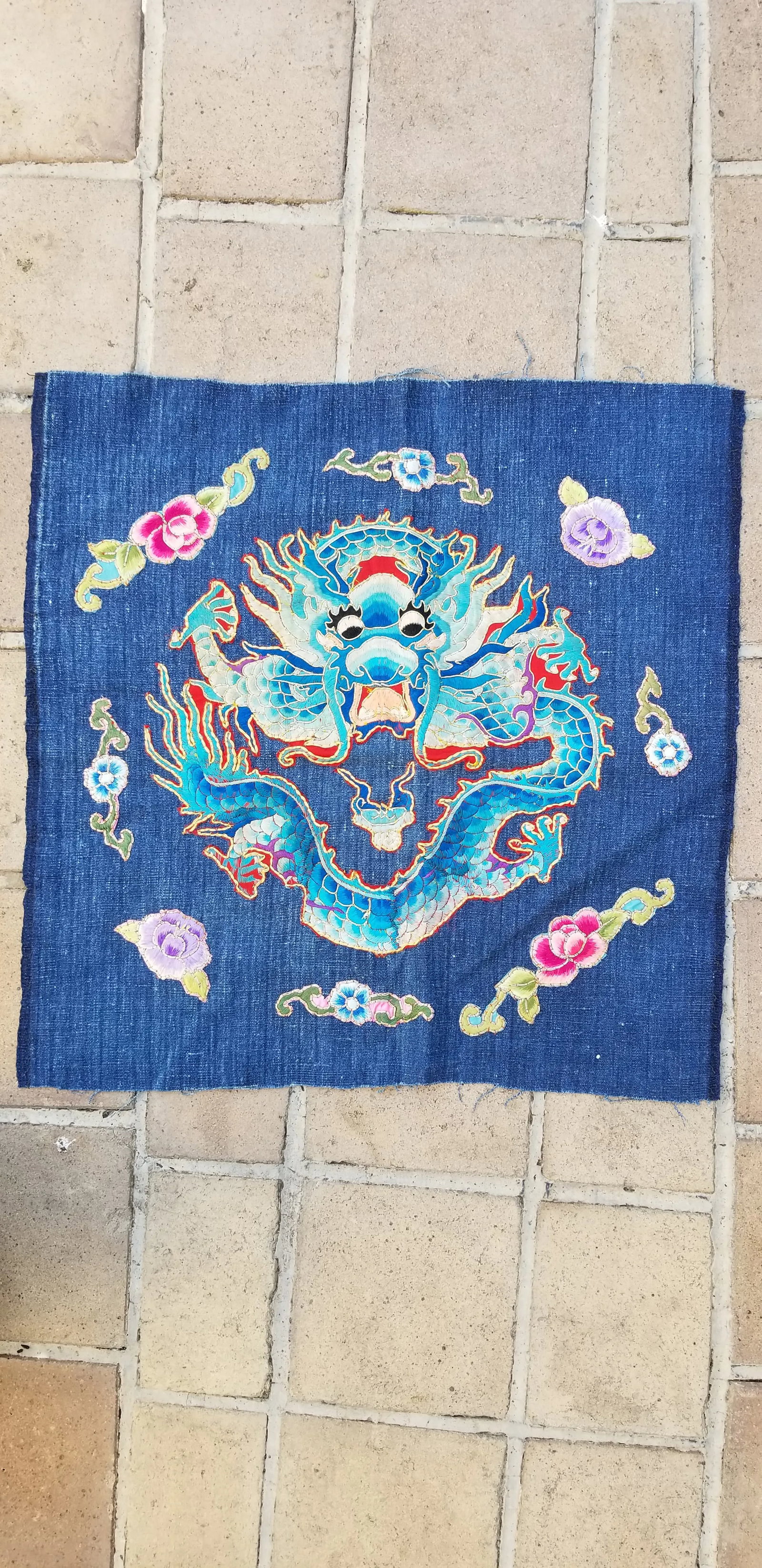 Foo Dragon Vintage Embroidery Panel - 6
