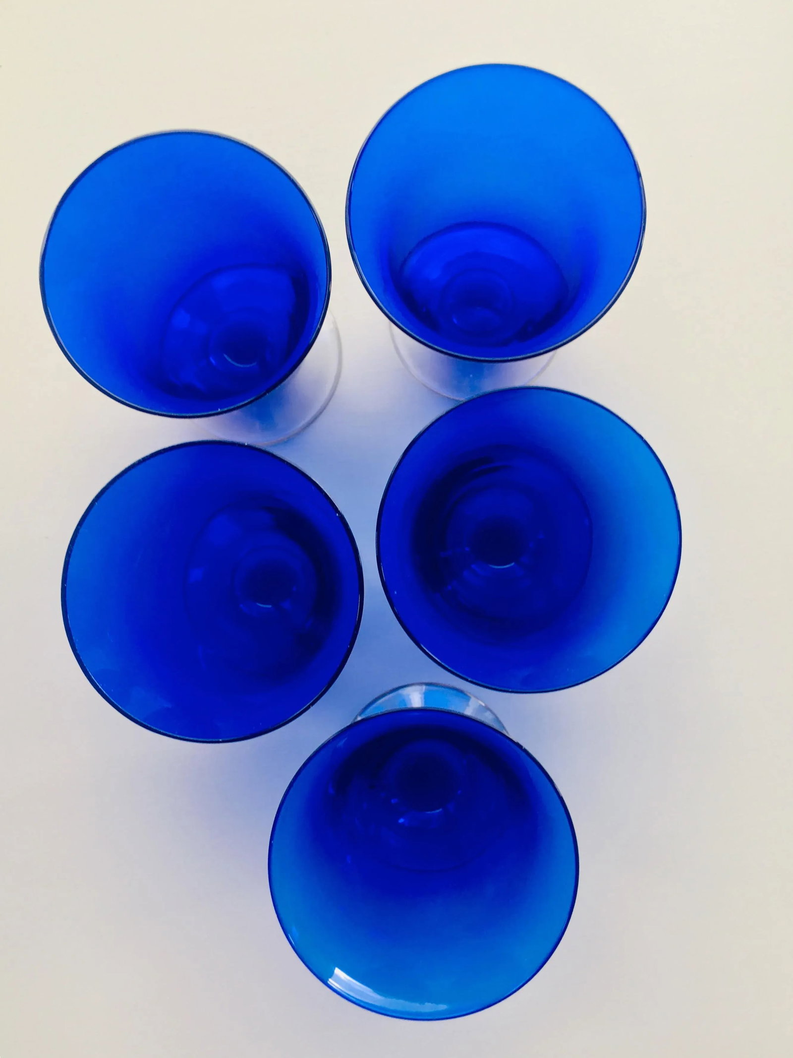 1930s Cobalt Blue Hand Blown Parfait/Water Glasses - Set of 5 - 2