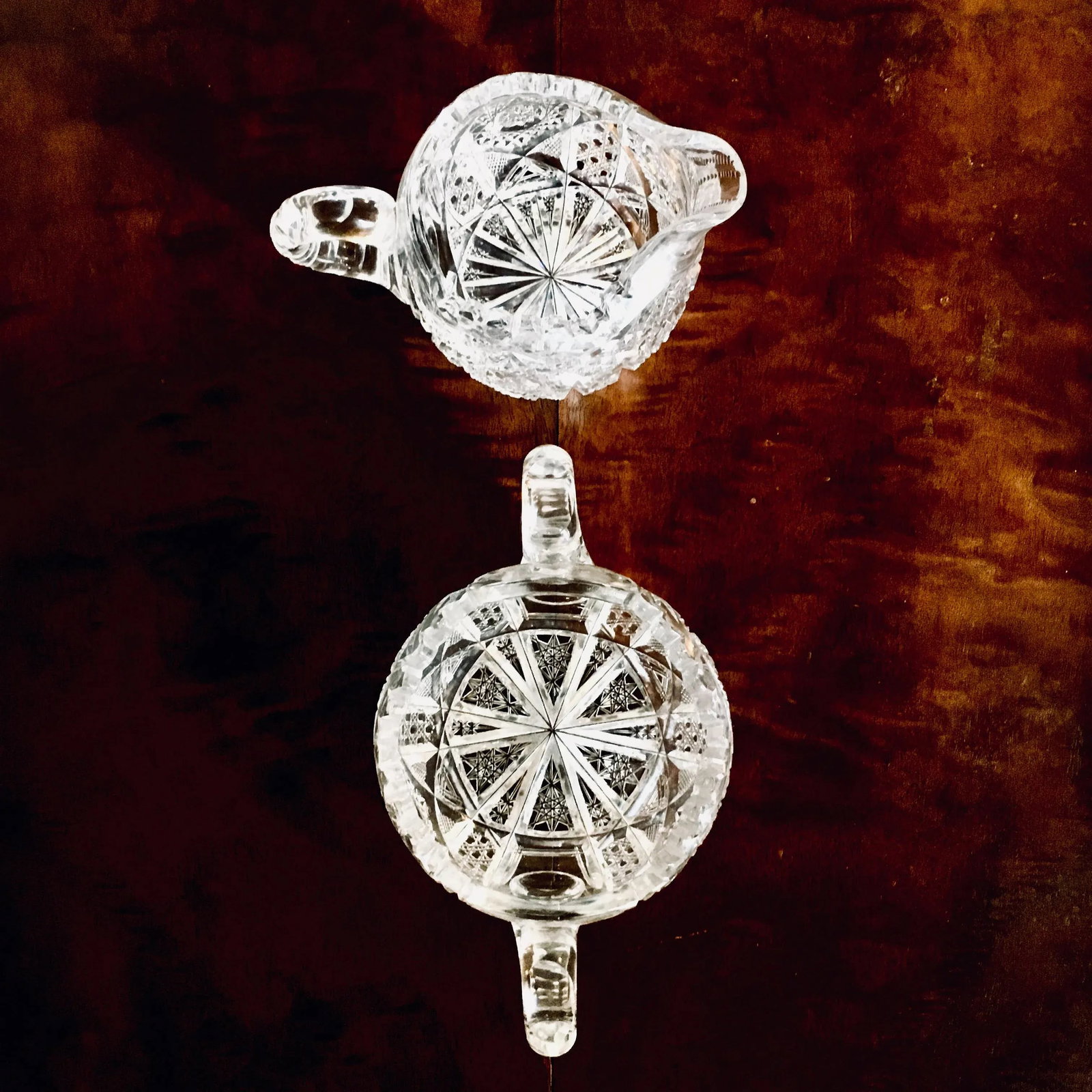 American Brilliant Period Cut Glass Sugar and Creamer - 2 Pieces - 2