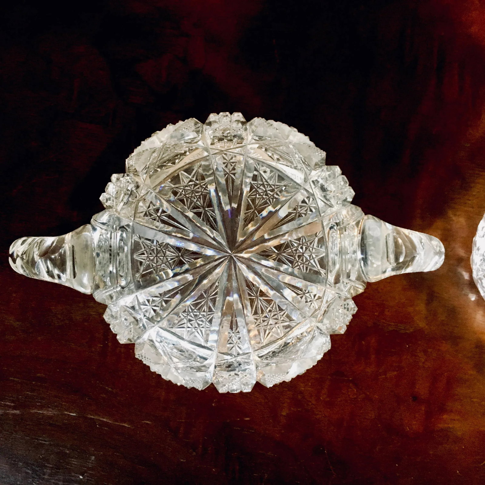 American Brilliant Period Cut Glass Sugar and Creamer - 2 Pieces - 8